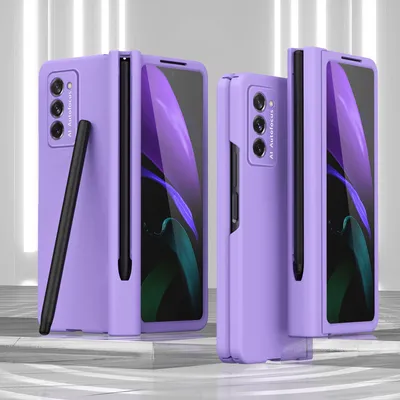 Immagine prodotto di Custodia per Galaxy Z Fold 2 5G, PC rigido con protezione della cerniera e supporto per penna, con protezione dello schermo Viola