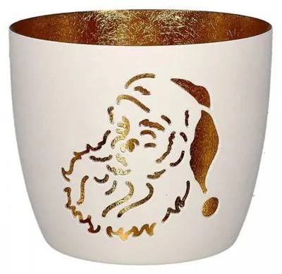 Produktbild von Gift Company Windlicht Madras Weihnachtsmann Weiß Gold