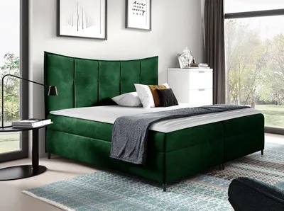 Obrázek produktu pro Kontinentální manželská postel 140x200 MORISA 1 - zelená + topper