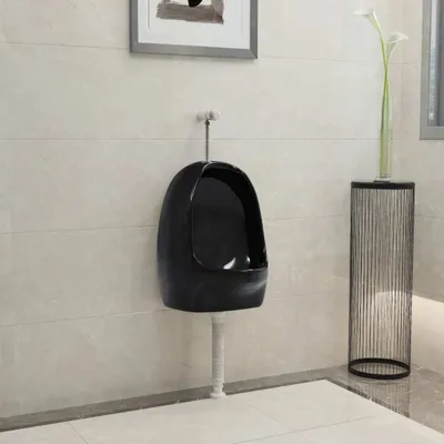 Produktbild von vidaXL Wandurinal mit Spülventil Keramik Schwarz