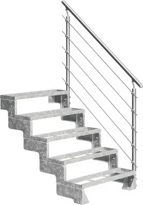Produktbild von Aussentreppe Pertura Tallis mit Geländer 5 Steigungen Einlegestufen 100 cm Stahl