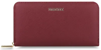 Produktbild von FRENTREE® Damen Geldbörse groß mit RFID-Schutz, 100% , elegantes Portemonnaie mit Handyfach - Weinrot