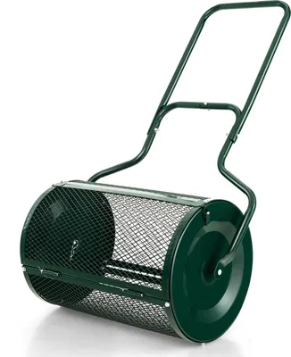 Obrázek produktu pro 60cm rozmetací vůz, víceúčelové rozmetadlo rašeliny s oboustranným upevněním a rukojetí ve tvaru U, rozmetadlo hnoje s těžkou kovovou mřížkou (zelené)
