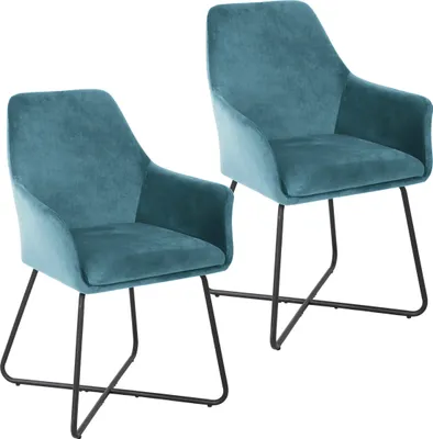Produktbild von SVITA JOSIE Dining 2er Set Esszimmerstuhl Sessel Polsterstuhl Samt petrol