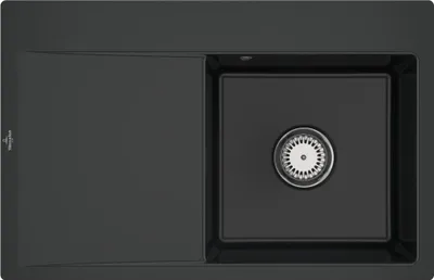 Produktbild von Villeroy & Boch 33471FR7 Subway Style 45 Flat Keramikspüle Einbau Unterschrankbreite ab 45 cm Pure Black Handbetätigung  - inkl.