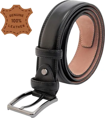 Produktbild von %100 Echt Leder Gürtel Herren, Klassischer Herrengürtel für Business & Freizeit, Passend zu Jeans, Anzug, Männer Gürtel für jedes Outfit Schwarz 120cm