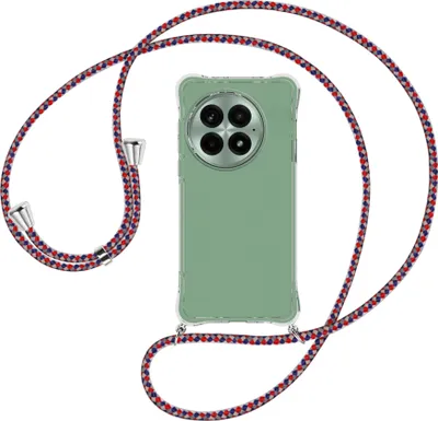 Produktbild von Handykette Backcover-Schutzhülle mit Band (Metall silberfarben) für OnePlus 13 5G/1+13 5G - silber/blau/rot