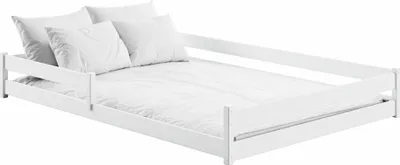 Image de Lit d'enfant Lit au sol Lit avec protection contre les chutes & sommier à lattes Montessori Lit d'enfant Lit d'adolescent Lit simple avec matelas | pin blanc 140x200 cm