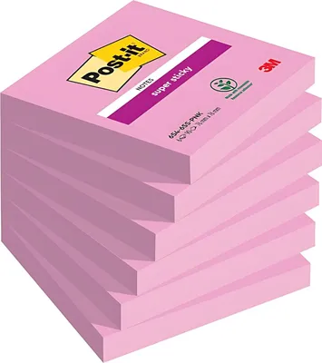 Image de Post-it® 7100259225 Post-it® Super Sticky Haftnotizen extrastark pink 6 Blöcke