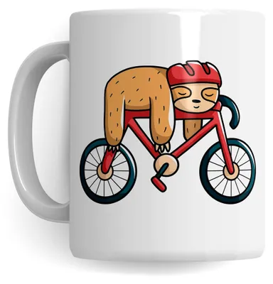 Produktbild von Fahrrad Tasse Faultier, Geschenk für Fahrradfahrer, Becher mit Fahrradmotiv, Geschenkideen für Radsport und Radfahren