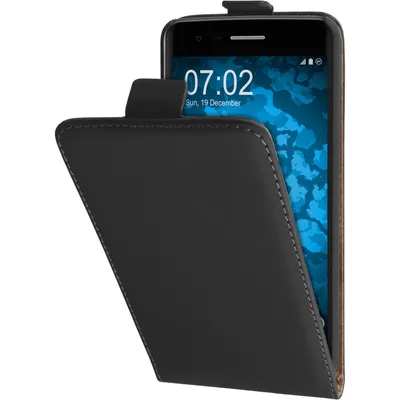 Produktbild von PhoneNatic Kunst-Lederhülle kompatibel mit LG K8 2017 - Flip-Case schwarz + 2 Schutzfolien