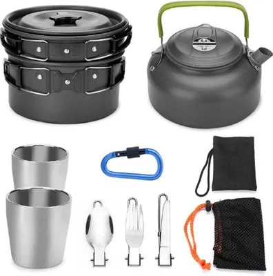 Productafbeelding van Famanu Campingserviesset - 10-delige kookset voor outdooractiviteiten