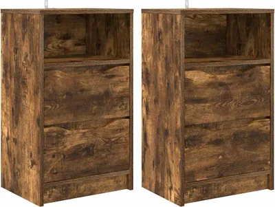 Obrázok produktu pre Nočné stolíky so zásuvkou 2 pcs Dymová dub 40 x 30 x 467 cm