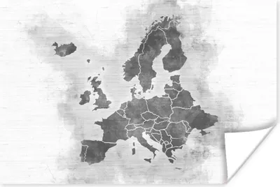 Produktbild von MuchoWow® Poster Karte von Europa - schwarz und weiß 60x40 cm - Schlafzimmerdekoration