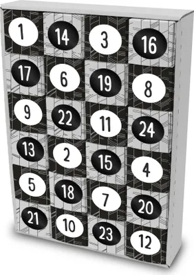 Produktbild von itenga SET Adventskalender zum Füllen Würfel 6,5cm + Sticker Z33 + Würfel (Abstrakt)