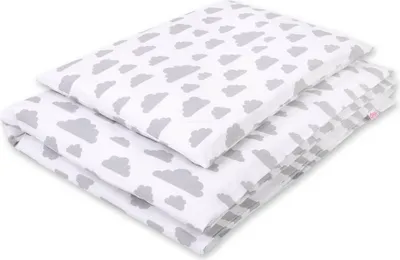 Immagine prodotto di set di biancheria da letto per bambini in cotone, 2 pezzi, 135x100 cm, nuvole grigie