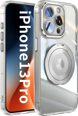 Produktbild von Handyhülle für iPhone 13 Pro Transparent Militärschutz mit Magnetring Ständer und Kameraabdeckung Weiß