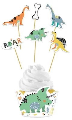 Zdjęcie produktu dla Dekoracja do babeczek / muffinek Dinosaur Roars 12 szt.