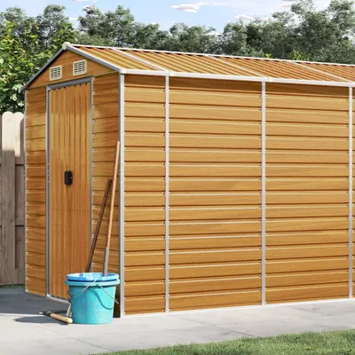 Produktbild von "2026 Aktion"Gerätehaus - elegantes Design - Geräteschuppen/Gartenschrank - Hellbraun 191x895x198cm Verzinkter Stahl NEU520878 - Geräteschuppen