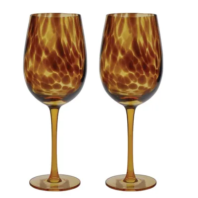 Produktbild von BarCraft Set de 2 große Weingläser de mit Muscheloptik de Schildpatt de in de Geschenkbox de, 450 ml