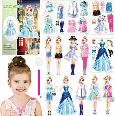 Obrázok produktu pre Magnetická bábika na prezliekanie, princeznovský outfit, magnetická hra pre deti