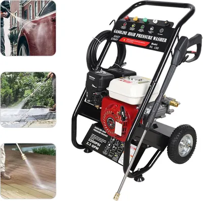 Produktbild von Benzin-Hochdruckreiniger - NL 150 - 7,5 PS 4-Takt - 2200 PSI (170–190 bar) - 8,7 l/min - 8 m Hochdruckschlauch - 5 Düsen inkl. Schaumdüse - Seilzugstart - Rot