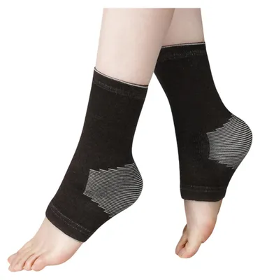 Produktbild von Knöchelkompressionsstrumpf mit offener Zehenpartie und Fußgewölbestütze zur Linderung von Plantarfasziitis und Achillessehnenentzündung