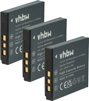 Produktbild von vhbw 3x Akku Ersatz für Medion VG0376122100001 für Kamera (650 mAh, 3,6 V, Li-Ion)