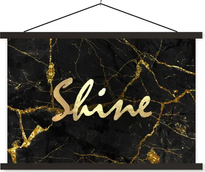 Produktbild von MuchoWow® Textilposter Zitat - Glänzen - Gold - Marmor 90x60 cm mit schwarzem Rahmen - Aufhängungssatz