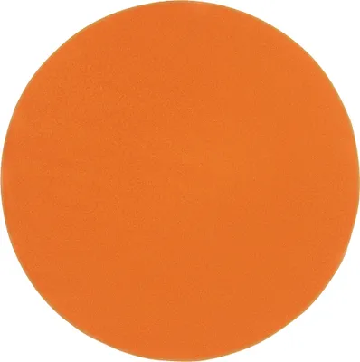 A plain orange circular rug.