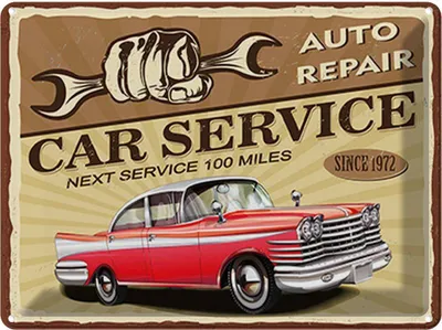 Produktbild von vianmo Blechschild 30x40 cm Car Service Auto repair 1972 Garage Werkstatt