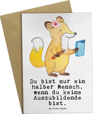 Produktbild von Mr. & Mrs. Panda Grußkarte Auszubildende Herz - Weiß - Geschenk, Ausbildungsbeginn, vatertagskarte, einladungskarten, weihnachtskarten, Abschlussprüfung, Lustig, Spruch