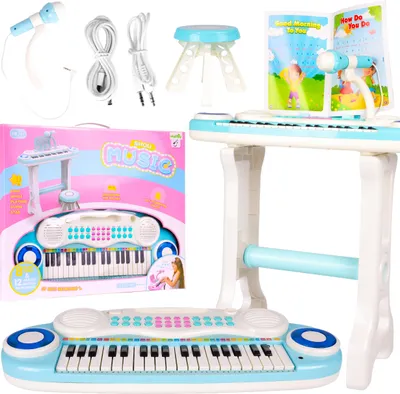 Immagine prodotto di Malplay Pianoforte per bambini Giocattolo musicale Microfono interattivo Sgabello Canzoni Dai 3 anni in su Regalo