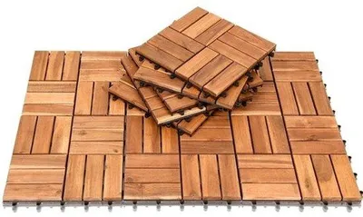 Productafbeelding van 55x houten terrastegels acaciahout 30x30 cm - kliksysteem voor balkon en tuin