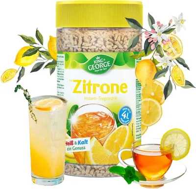 Produktbild von KING GEORGE Instant Tee Zitrone 12 x 400g Lemon Getränkepulver. Krümeltee, Erfrischungsgetränk - Vorteilspack