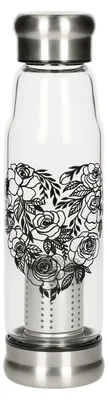 Produktbild von Glasflasche mit Teeeinsatz - Neoprenhülle und Motiv 0,5 l Blumen