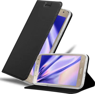 Produktbild von Cadorabo Handyhülle für Samsung Galaxy J7 2015 Schutz Hülle in Schwarz Cover Etui Book Case Booklet