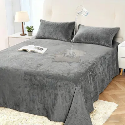 Image de Housse de lit imperméable - Velours doux - Gris - 230x300 cm