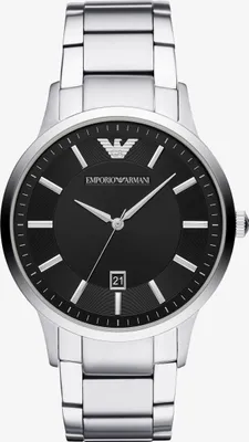 A close-up studio shot of an Emporio Armani watch.