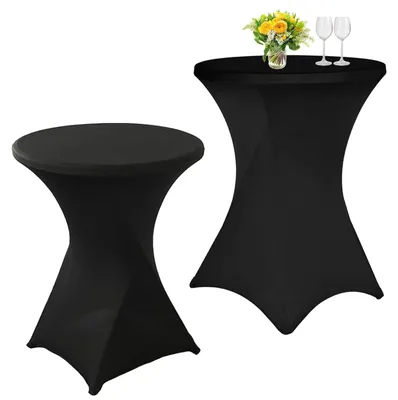 Obrázok produktu pre Elastické poťahy na stoly, 2 kusy, čierna farba, priemer 80-85 cm