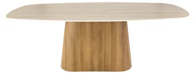 Productafbeelding van FURNLUX Eettafel Romano, beige en eikenhout, 215 cm / Hoofdkleur: Beige / Afmetingen: 215 x 77 x 105 cm