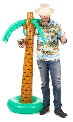 Zdjęcie produktu dla Nadmuchiwana palma letnia dekoracja na imprezę brązowo-zielona 180 cm - jeden rozmiar