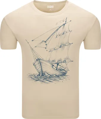 Produktbild von Diarbo Herren T-Shirt mit klassischem Druck Segelboot Beige Gr.S