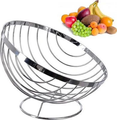 Produktbild von Runder Metallischer Fruchtschalen - Zylindrische Form - Durchmesser 26,5 x 24 x 19 cm - Silber