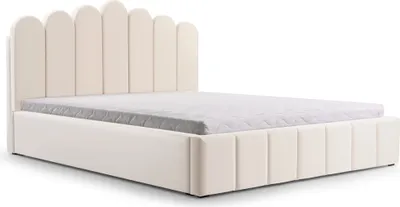 Produktbild von MOEBLO Polsterbett Bett 03 – Doppelbett mit Kopfstütze, Rahmenbettgestell, Bettkasten, Lattenrost und gepolstertem Kopfteil, Double - 160x200 - Cream (TRINITY 1)