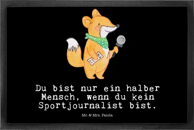 Produktbild von Mr. & Mrs. Panda fußmatte Sportjournalist Herz 50 x 75 cm - Schwarz - Geschenk, Redakteur, Spruch, Journalist, Gummimatte, Türmatte, Ausbildung, Schmutzmatte, Lustig