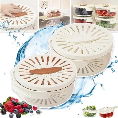 Obrázok produktu pre Dvojstenný drez na zeleninu a ovocie v hnedo-bielej farbe – 15,5 cm