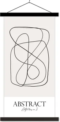 Produktbild von MuchoWow® Textilposter Kunst - Linienkunst - Abstrakt 60x120 cm mit schwarzem Rahmen - Magnete
