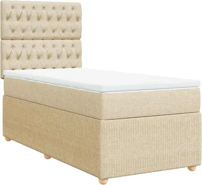 Produktbild von vidaXL Boxspringbett mit Matratze Creme 100x200 cm Stoff