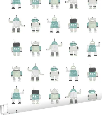 Obrázek produktu pro ESTAhome tapeta kreslená vintage hračka robot mátově zelená a modrá 53 cm x 10,05 m